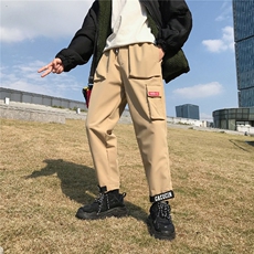 703-K175-P68秋冬男士大码休闲工装裤加薄绒立体袋束脚长裤，男装棉裤，星座703