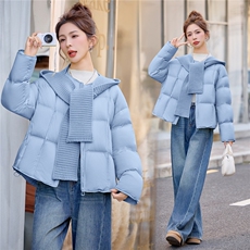 90%白鸭绒2025年冬季休闲短款羽绒服配送针织帽子，女装羽绒服，米雪儿