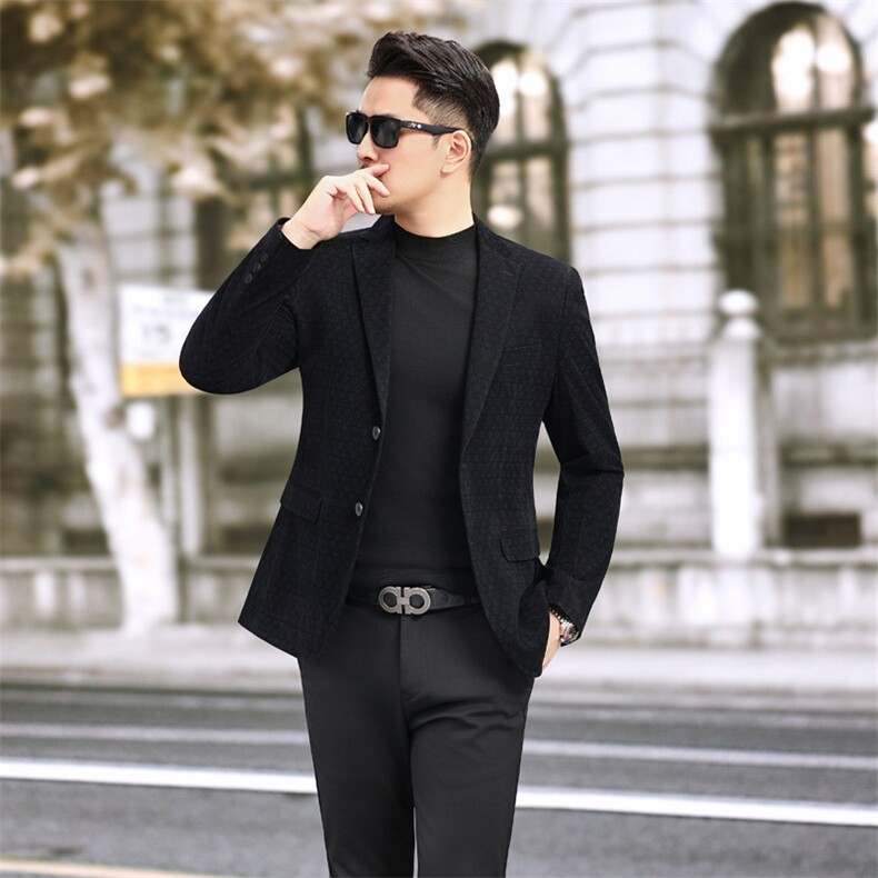 新款男装便西男士休闲西服外套暗花纹西装男6810P165，男装西服，电商D225