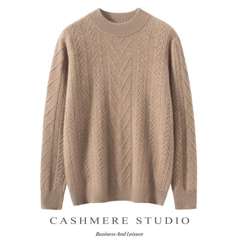 2025百搭时尚七针阿兰花舒适软糯羊绒衫，男装羊绒套衫，绒誉暖羊绒