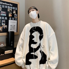 B270-P48高街慵懒宽松针织衫2024秋冬新款美式潮牌圆领毛衣男，男装针织衫/毛衣，星座512-6