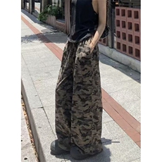 迷彩工装阔腿直筒牛仔裤高腰春季宽松新款显瘦拖地长裤女KD9009，男装牛仔裤，星座1116A（原606A-3）