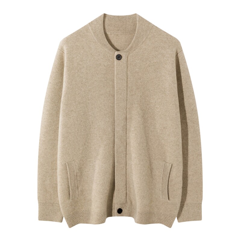 秋冬季新款舒适时尚百搭男士加厚拉链带兜开衫男装，男装羊绒开衫，麦纱纱羊绒