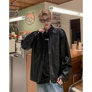 秋季新款男士休闲皮衣机车服男装外套宽松夹克上衣服Y6615/P80图片