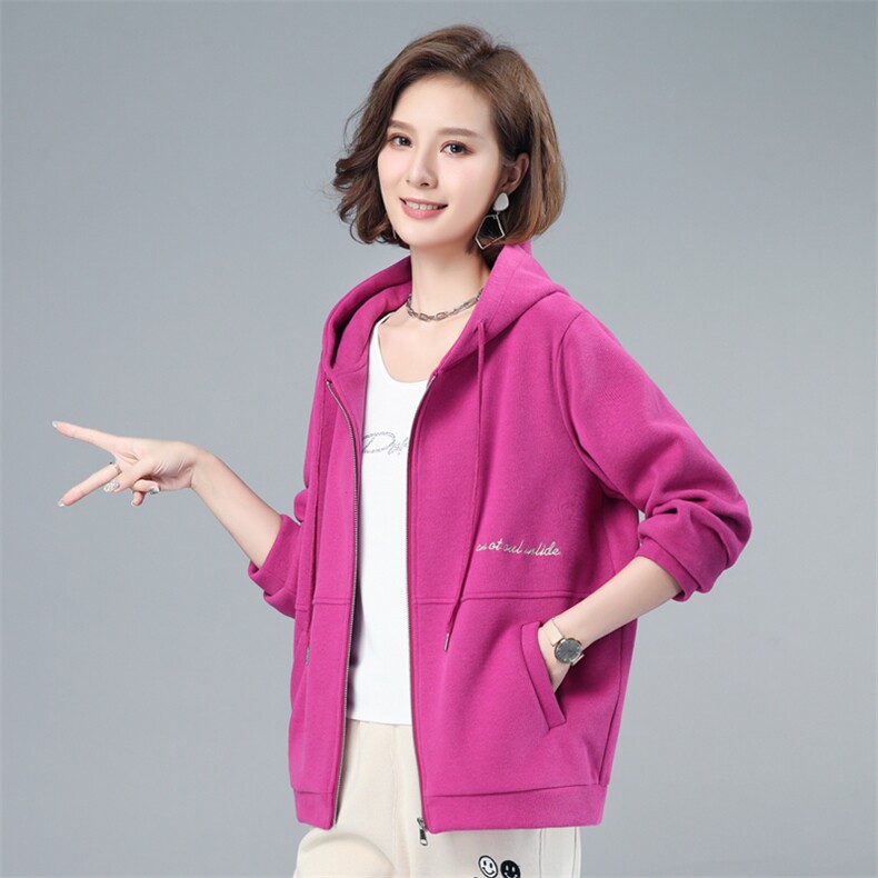 时尚宽松连帽开衫女春秋新款韩版百搭显瘦长袖外套，女装卫衣/绒衫，依倍林
