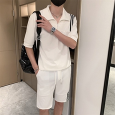夏季社会小伙痞帅针织短袖套装轻熟风运动套装TZ2084-P85控115，男装T恤，星座313B-2(原星座309A-2)