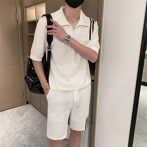 夏季社会小伙痞帅针织短袖套装轻熟风运动套装TZ2084-P85控115图片