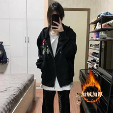 刺绣连帽拉链卫衣KM7023款M-3XL，男装卫衣，星座506A