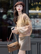 2025年冬季加厚圆领针织线衫韩版网红洋气羊毛线衫街头风时尚运动，女装针织衫/毛衣，小九月