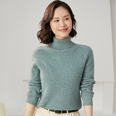 时尚潮流秋冬新款简约精致保暖气质高翻领女士羊绒衫，女装羊绒衫，艾米娇羊绒