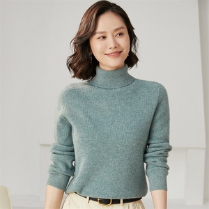 时尚潮流秋冬新款简约精致保暖气质高翻领女士羊绒衫图片