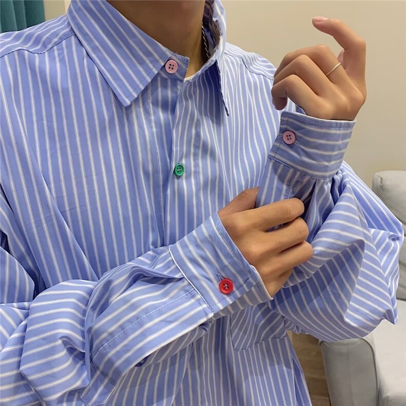 长袖衬衫男港风日系韩版潮流帅气衬衣送配饰胸针花花QC10P40,男装衬衫,星座1116-2