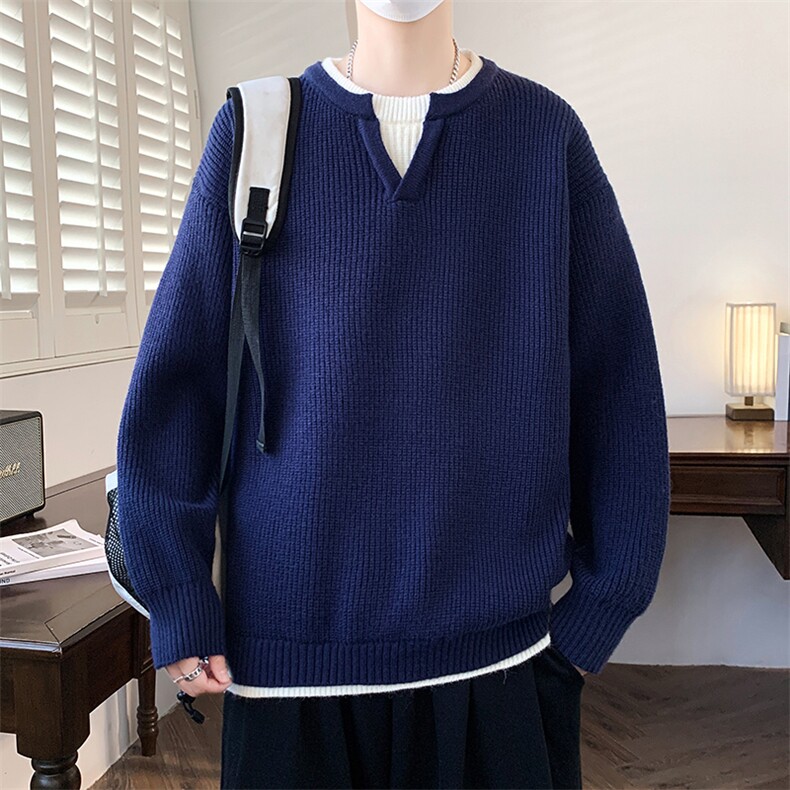 A440-1-9841-P55冬季假两件毛衣,男装针织衫/毛衣,电商A440-1