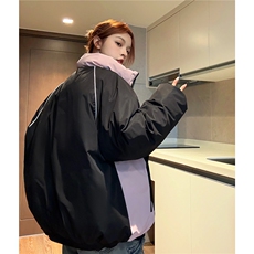 中性风冬装双面穿条纹织带棉服拼色棉衣休闲外套男G1101P138，男装棉衣，电商A339