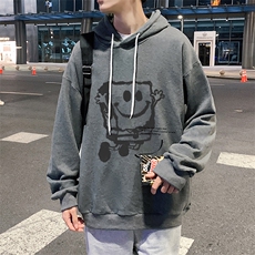 WY2245-P35纯棉连帽卫衣男海绵宝宝大码运动帽衫宽松薄外套男，男装卫衣，电商A040