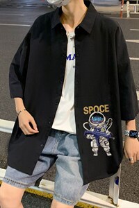 ！夏款港风冰丝衬衣男黑寸衫男白短袖衬衫男DXC285-P30图片