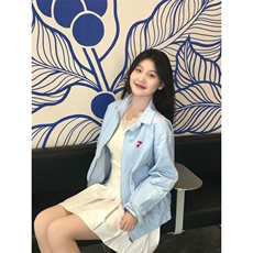 休闲百搭翻领衬衫夹克潮牌潮流秋季美式复古拉链情侣外套，男装衬衫，四季星座505