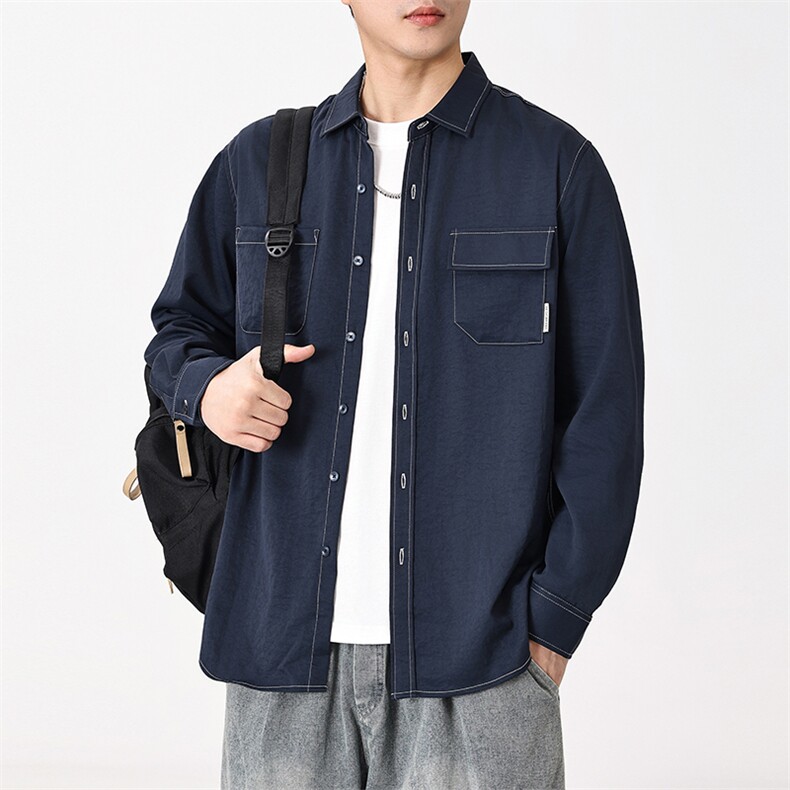 新款(跨境货源）长袖衬衫男宽松休闲外套,男装衬衫,星座1107-1