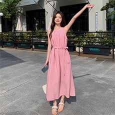 2025新品现货水洗棉麻连衣裙2C087-8813-P125K179，女装连衣裙，2C087