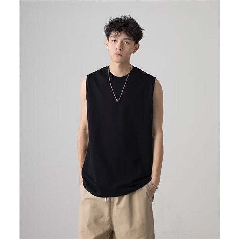 网图无袖背心男士夏季时尚健身运动坎肩衣服打底男装白色无袖t恤,男装T恤,星座715-4