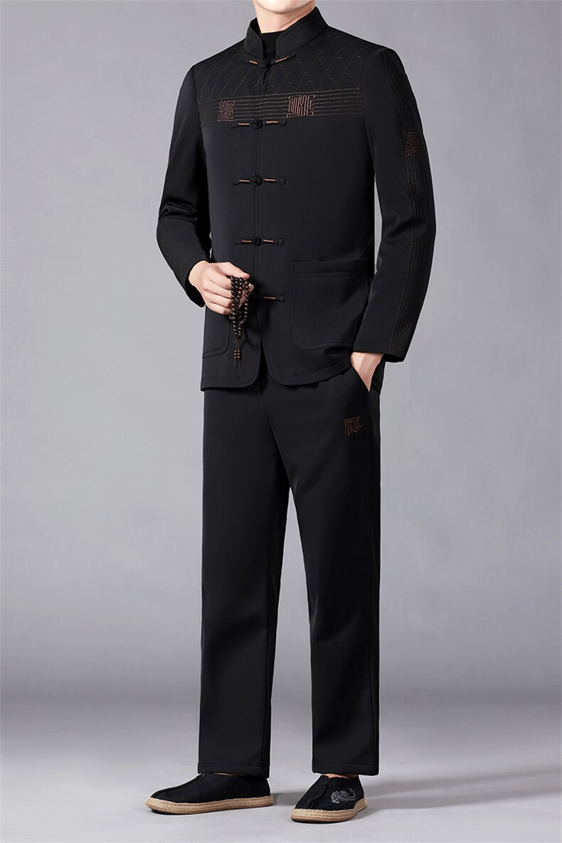 BAMJ-503T钱塘2020-2商务休闲中年男士冬季厚款唐装套装P190,男装休闲套装,钱塘207-2