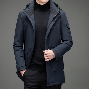 新款冬季白鸭绒羽绒服男中老年长款休闲羽绒外套MNSAY7032-P320图片