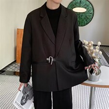 秋季黑色西装外套金属锁扣设计感高级雅痞帅CY66P58送配锁，男装西服，星座1116-2