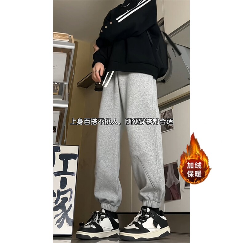 加绒加厚运动裤束脚卫裤M-4XLK823-1特P43加绒K823特P49,男装休闲裤,电商A309