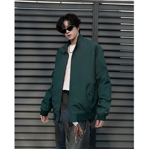 8XL-M美式复古棒球服外套男特大码潮牌双拉链立领夹克衫JK005P85图片