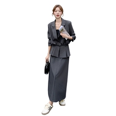 法式温柔风收腰气质套装女2025年春秋季新款西装上衣半身裙两件套，女装套装/套裙，2C255