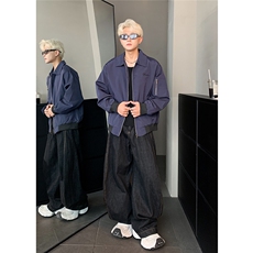 美式复古翻领飞行员夹克男女宽松休闲棒球服短款工装外套，男装夹克，电商C307