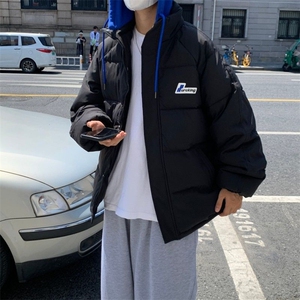1506-1/M5331/P54冬季宽松休闲假两件连帽棉服港风情侣面包服图片