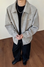 春季扎染皮衣机车翻领美式情侣松弛感外套男女C64139-TP55不，男装皮衣，电商A102