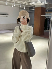 2025年秋季时尚的通勤简约休闲三扣高领，女装羊毛衫，圣旺供货
