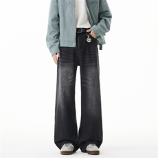 2026新款美式潮牌宽松直筒重工水洗闲牛仔情侣长裤K8003/P53，男装休闲裤，星座202