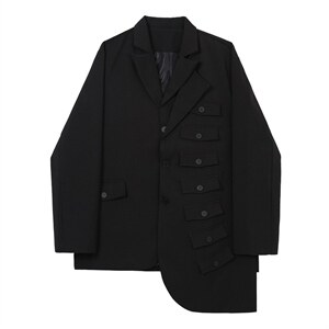 新款不规则多口袋解构休闲男西服不对称宽松外套A345-162-P125图片