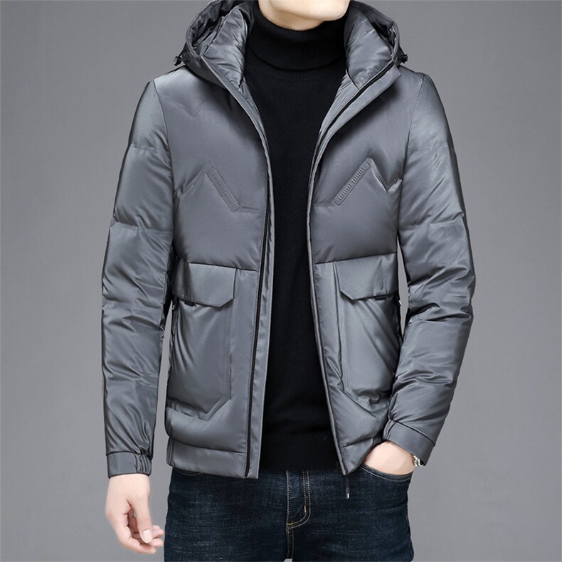 连帽羽绒服保暖男装2024新款柔软保暖宽松大码90白鸭绒防寒服外套，男装羽绒服，钱塘6003（原4033）