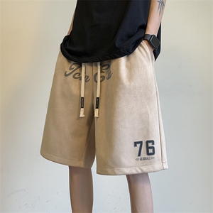 抖音直播主推 宽松麂皮绒五分裤男短裤X416b-1-DK369-P45限58图片