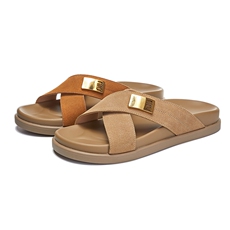 真皮拖鞋女2024夏季新款复古时尚外穿凉拖休闲百搭半拖女平底女鞋，女鞋拖鞋，电商A223