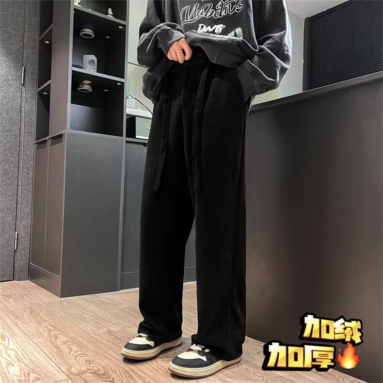 加绒重磅卫裤冬季男雪尼尔灯芯绒裤垂感阔腿裤993Ap65,男装休闲裤,电商D315A