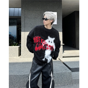 BOEAX潮牌美式高街2024上衣秋冬慵懒风oversize毛衣男女MY9813图片