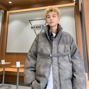 MY241-特105控168冬装美式立领机车皮棉服PU情侣棉衣面包服外套男图片