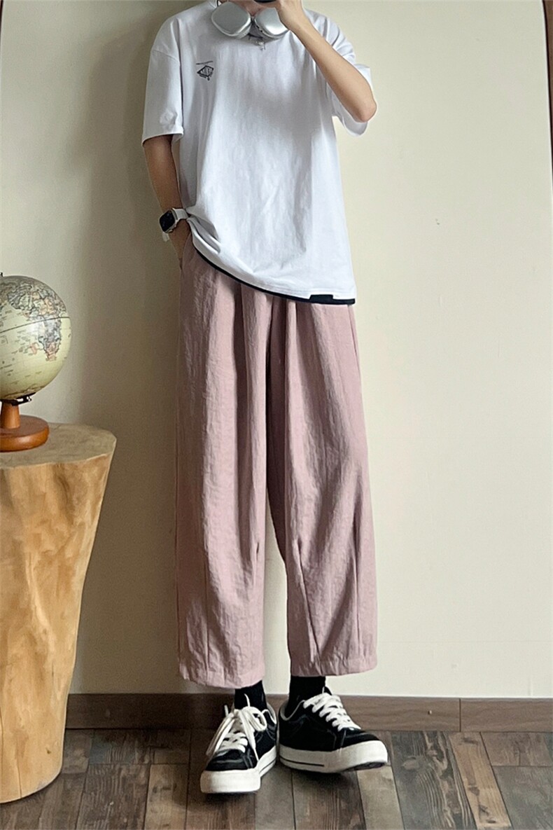 量优供视频！肌理感醋酸缎面奶芙山本裤萝卜九分裤A470特P38控68,男装休闲裤,电商A309