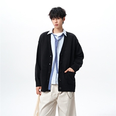 8XL-M大码V领开衫毛衣外套男日系复古宽松慵懒风针织衫KS002p55，男装针织衫/毛衣，电商B312