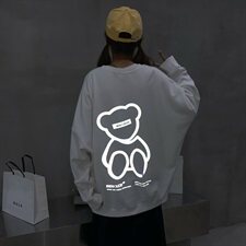 情侣中性圆领宽松蝙蝠袖打底衫长袖小熊卡通动漫卫衣9710/，男装卫衣，星座1506-1