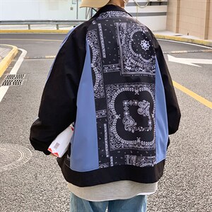 拼接外套新款韩版学生百搭潮流帅气春秋腰果夹克HY060-P70 控价89图片