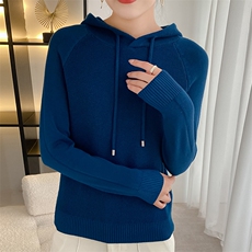 桂花针纯色帽衫时尚百搭休闲风，女装针织衫/毛衣，众美斯特