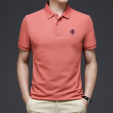 男士免烫短袖t恤薄款夏季中年休闲纯棉刺绣半袖POLO衫P48，男装Polo衫，星座1105-3