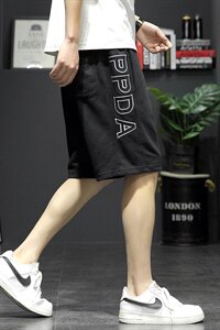 2021夏季新灰墙日系大码男休闲字母刺绣卫裤绣花短裤K2037-P35图片