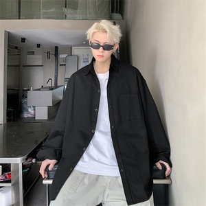 港风美式日系复古vibe纯色翻领工装衬衫潮 XZ213-CS8801-P55控68图片